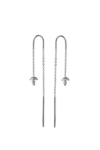 Mushroom Thread Earrings Silver