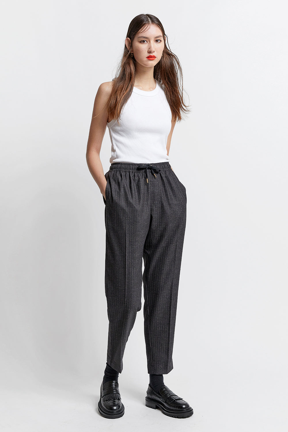 Nico Trousers Speckled Pinstripe Charcoal