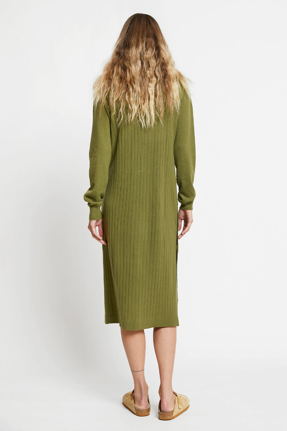 Nina Cashmere Turtleneck Dress Army Green