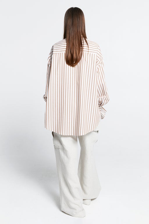 Oversized Walker Shirt Coffee Stripe
