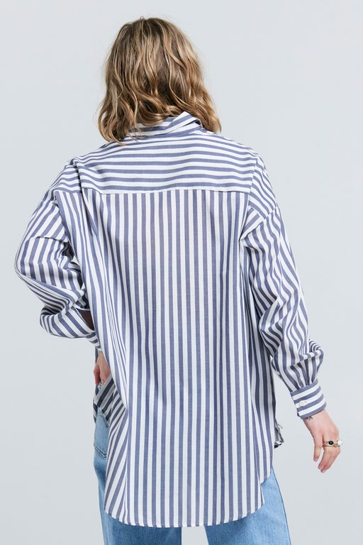 Oversized Walker Shirt Navy Stripe