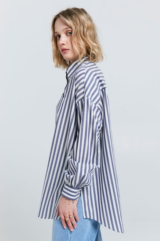Oversized Walker Shirt Navy Stripe