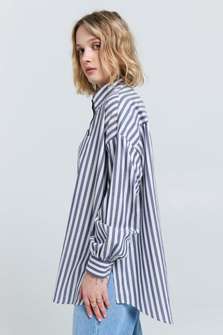 Oversized Walker Shirt Navy Stripe