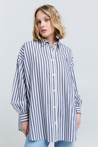 Oversized Walker Shirt Navy Stripe
