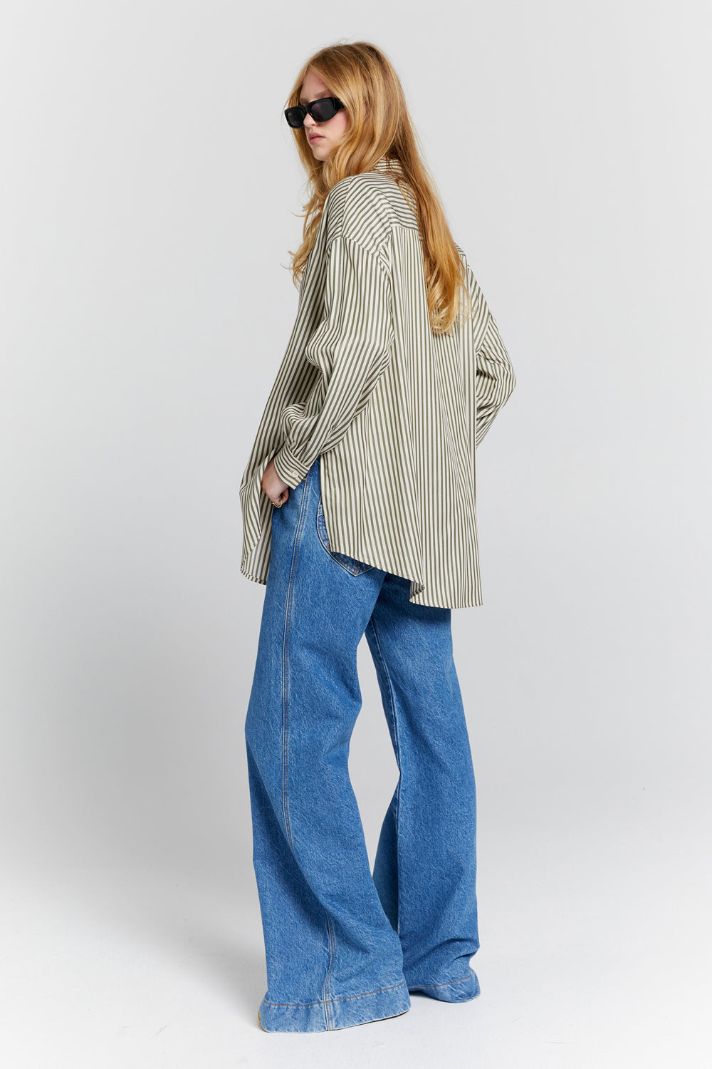 Oversized Walker Shirt Olive Stripe