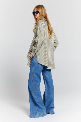 Oversized Walker Shirt Olive Stripe