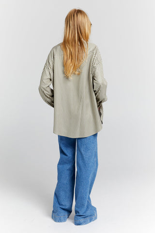 Oversized Walker Shirt Olive Stripe