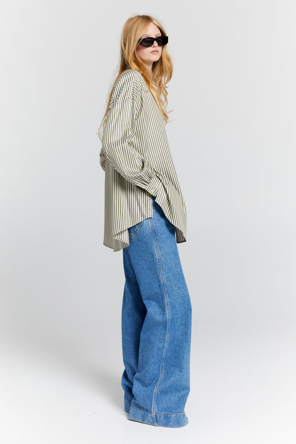 Oversized Walker Shirt Olive Stripe