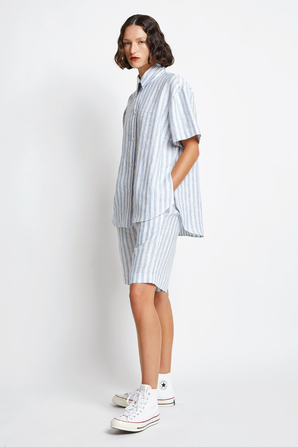 Palazzo Lounge Shorts Off-White/Blue