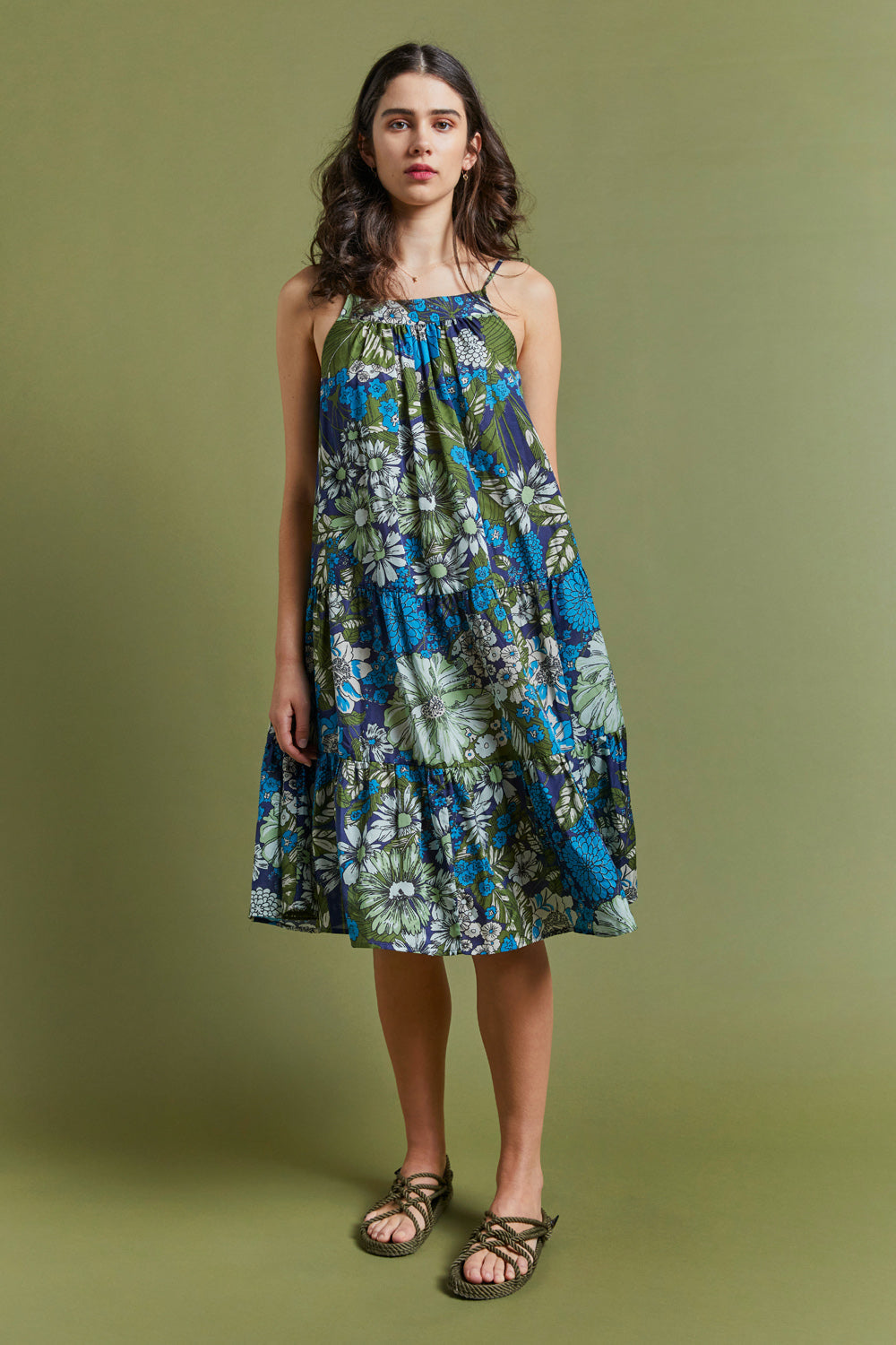 Daisy Tiered Nightie Blue