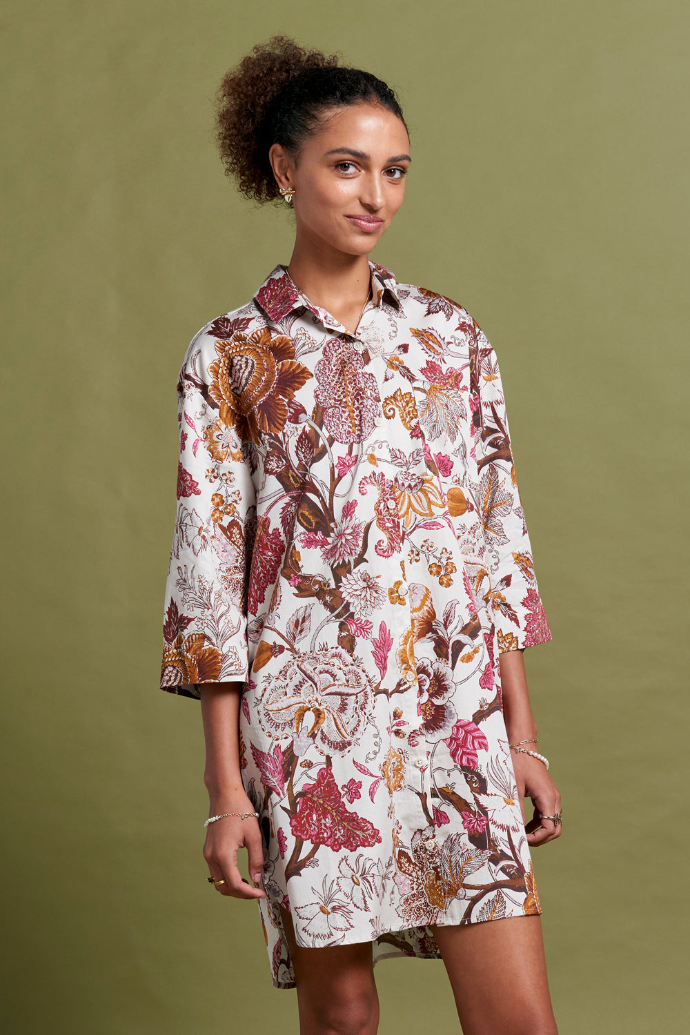 Edwardian Floral Nightshirt Macadamia