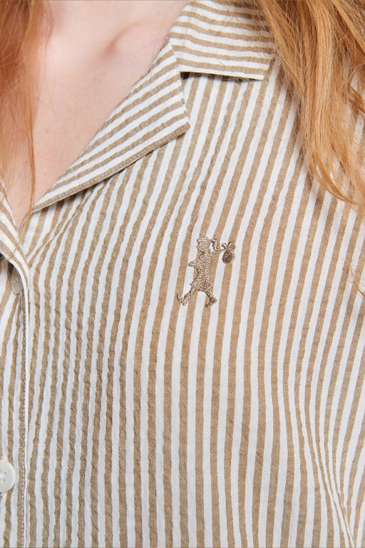 Seersucker Stripe Boxer PJ Set Nutria