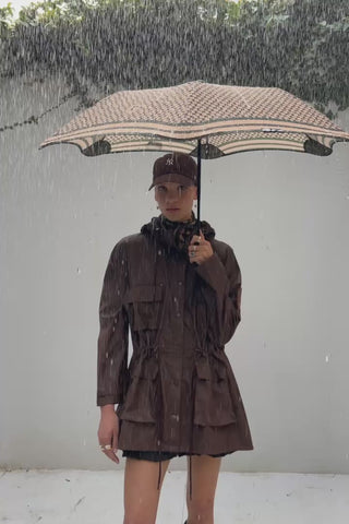 Metro Monogram Check Umbrella Tan
