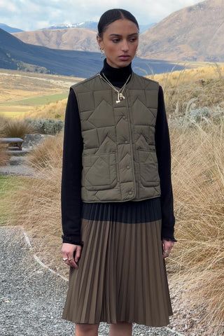 Quilted Drift Vest Dark Olive