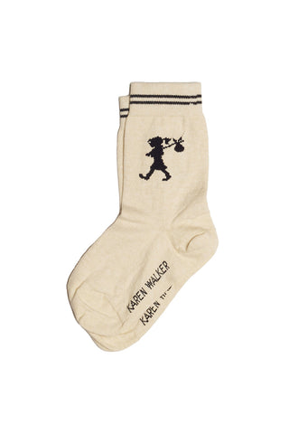 Runaway Girl Ankle Socks Cream/Black