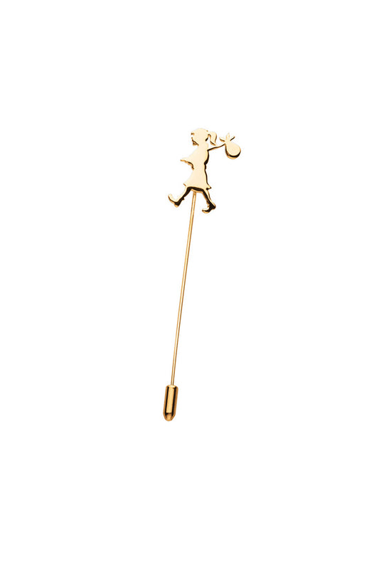 Runaway Girl Pin Gold