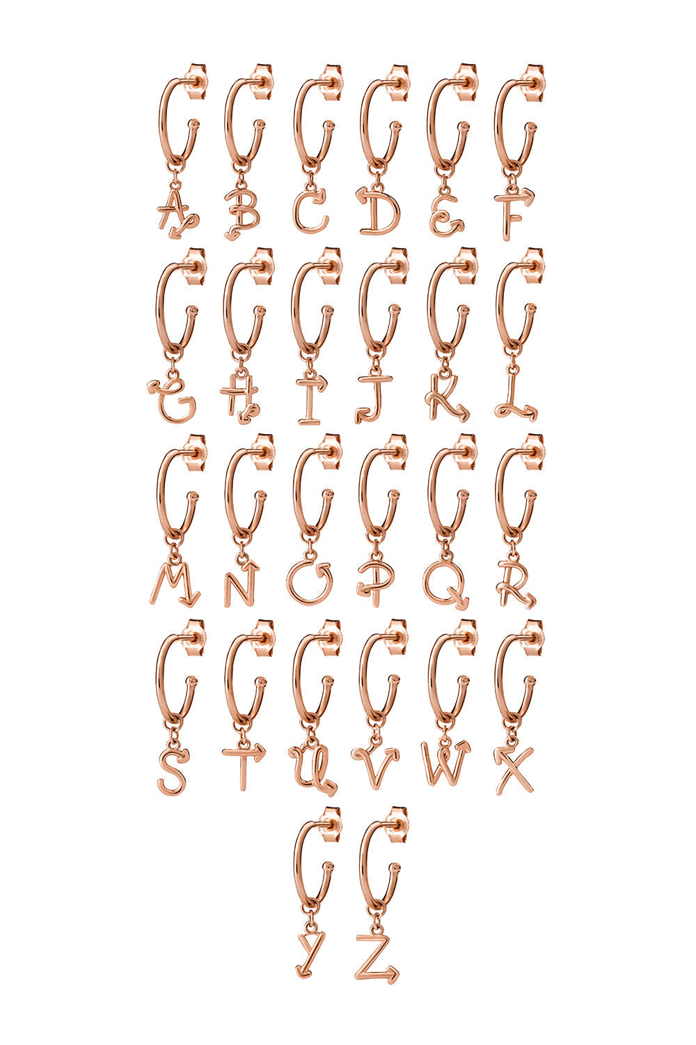 Single Initial Hoop Rose Gold