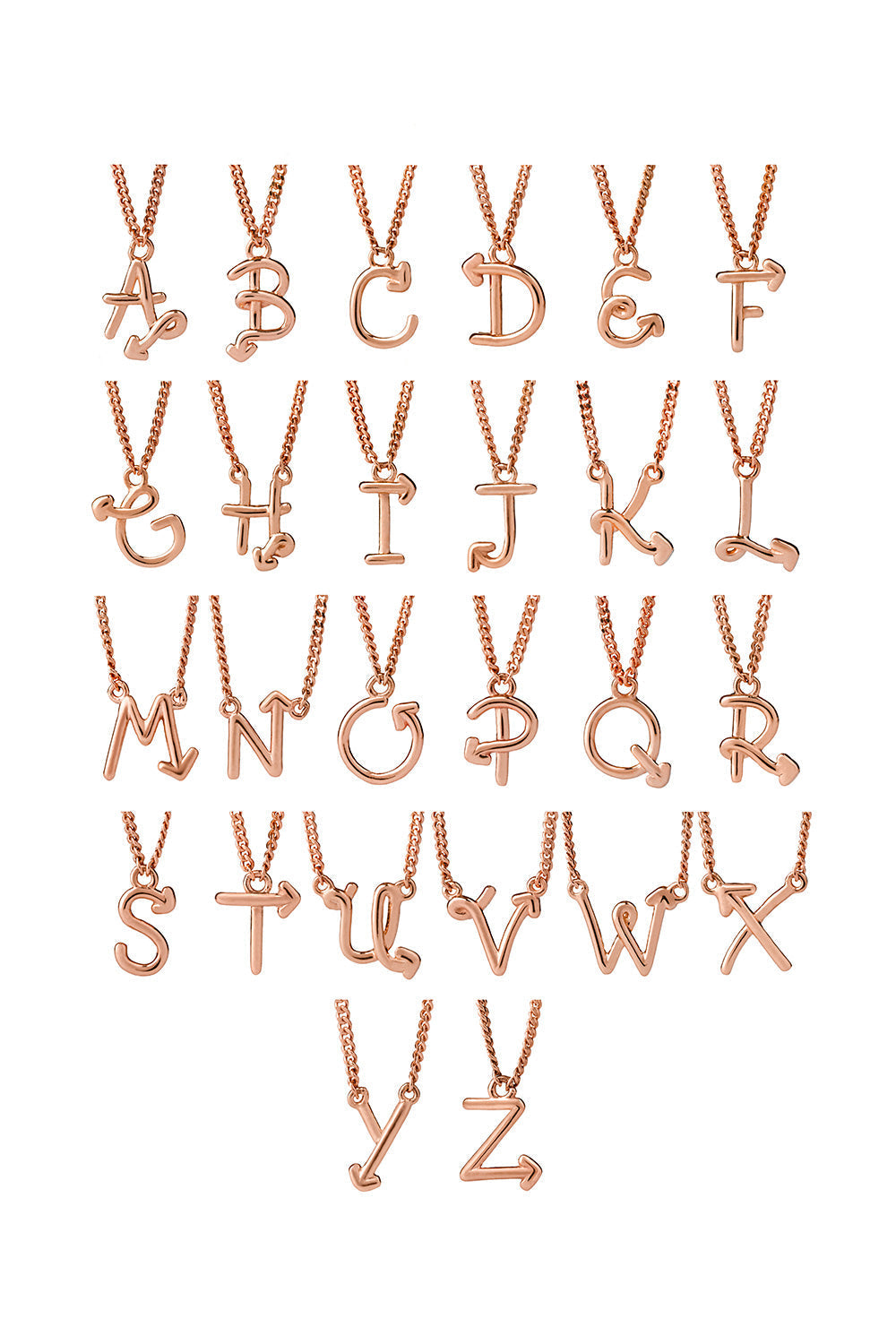 Single Initial Necklace Rose Gold