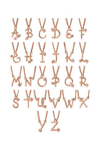 Single Initial Necklace Rose Gold
