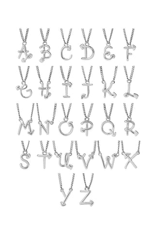 Single Initial Necklace Silver