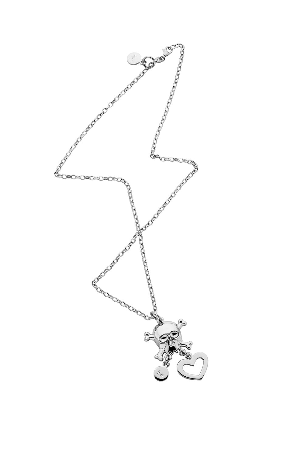 Skull, Tag & Heart Pendant Silver