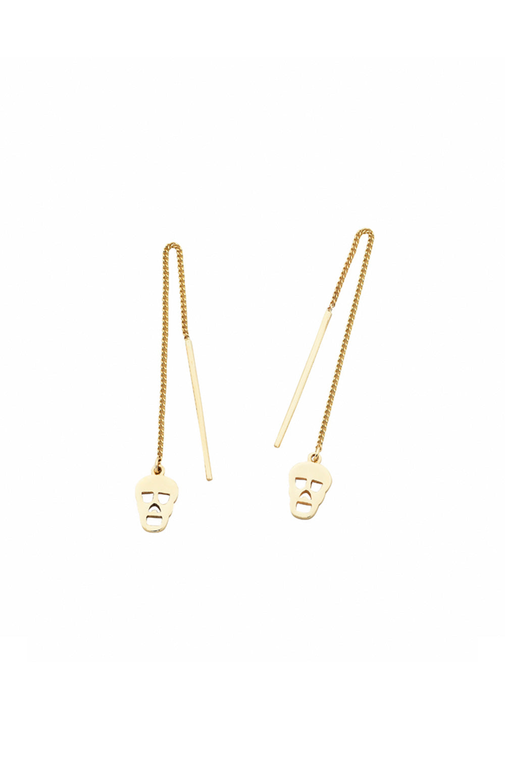 Skull Thread Earrings Gold