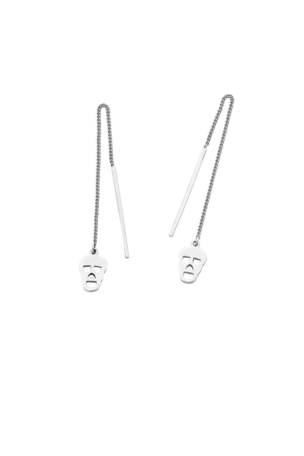 Skull Thread Earrings Silver