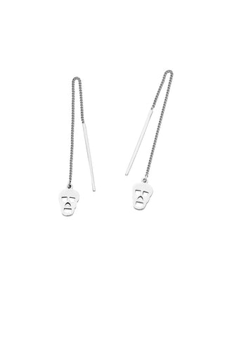 Skull Thread Earrings Silver