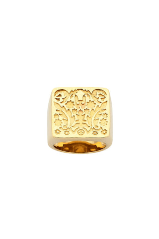 Square Filigree Ring Gold