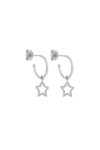 Star Hoop Earrings Silver