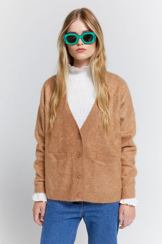 Suki Cashmere Cardigan Camel