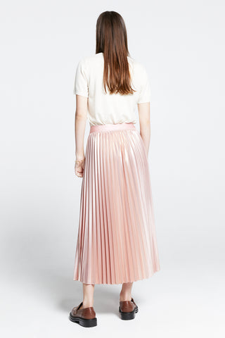 Pink pleated skirt silk