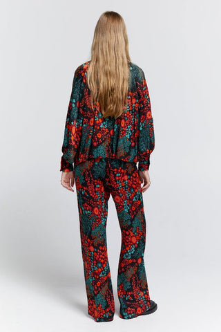 Tied Palazzo Lounge Pants Electric Meadow Black Multi