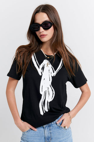 Trompe-L'oeil Collar Organic Cotton T-Shirt Black