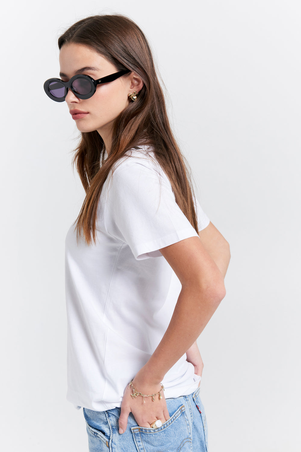 Trompe-L'oeil Collar Organic Cotton T-Shirt White