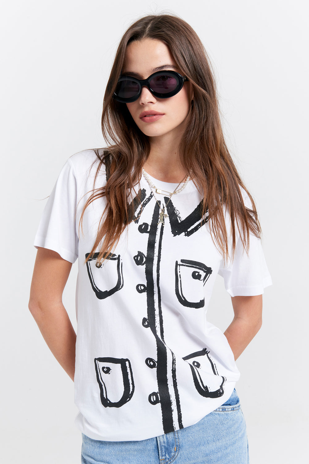 Trompe-L'oeil Jacket Organic Cotton T-Shirt White