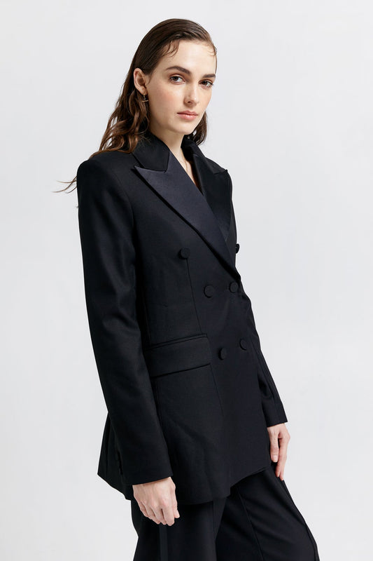 Tuxedo Double Breasted Blazer Black