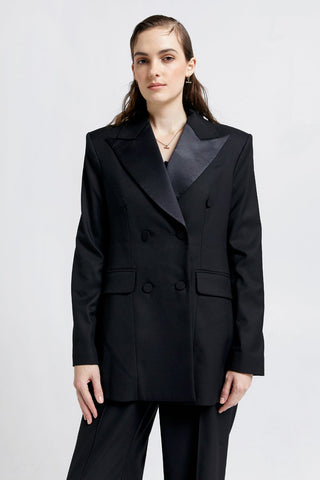 Tuxedo Double Breasted Blazer Black