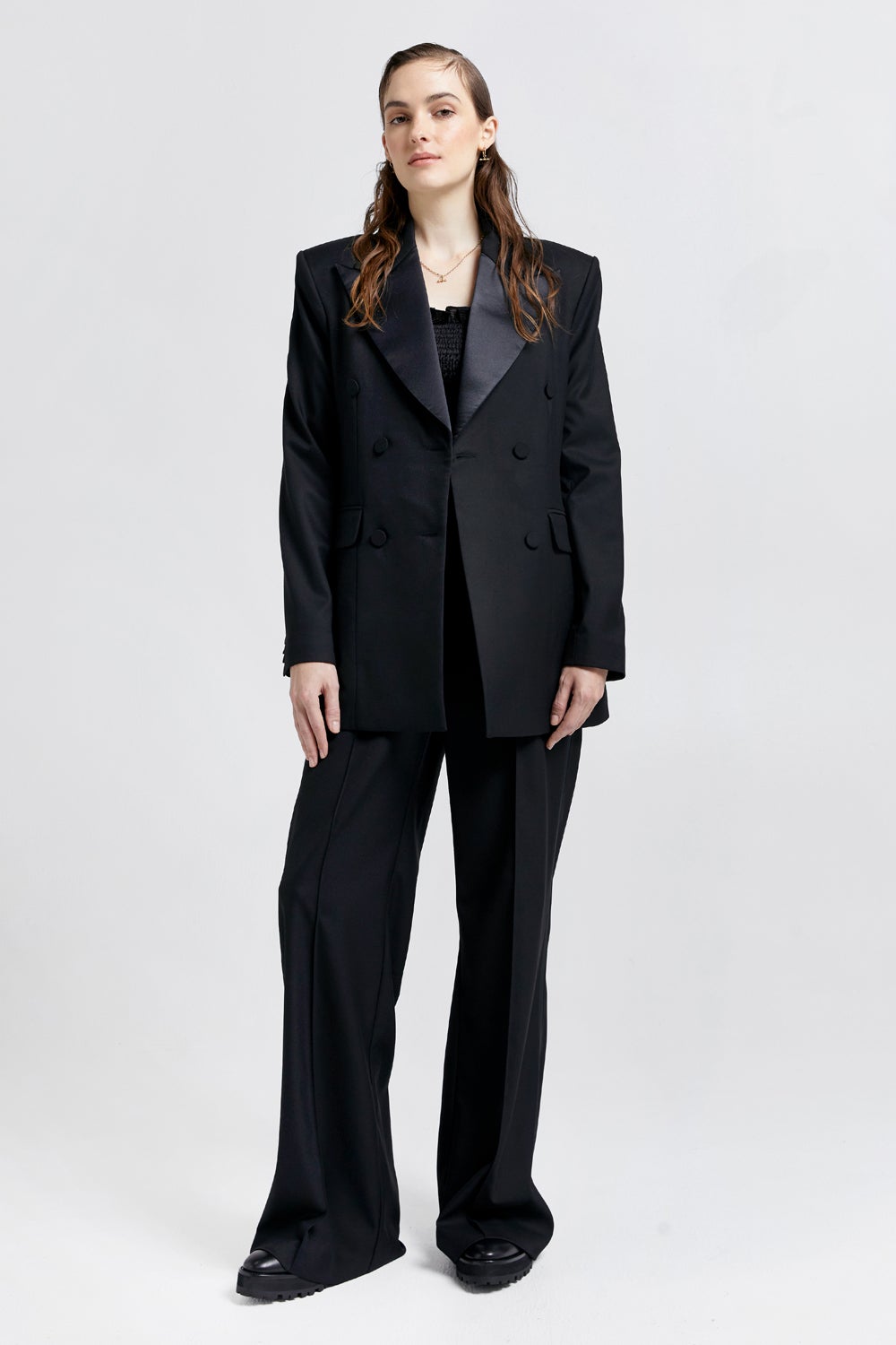 Tuxedo Double Breasted Blazer Black