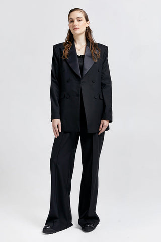 Tuxedo Double Breasted Blazer Black