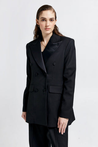 Tuxedo Double Breasted Blazer Black