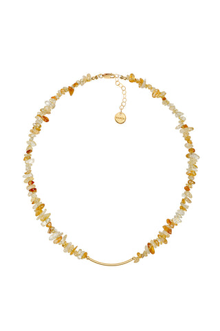 Gemstone Chip Necklace with Gold-Filled Bar Citrine