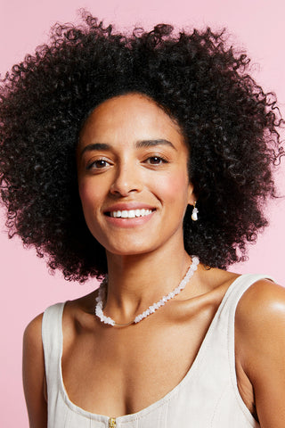 Gemstone Chip Necklace with Gold-Filled Bar Rose Quartz