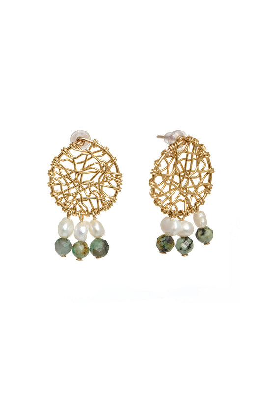 Stud Daydreamer Pearl and Turquoise Earring