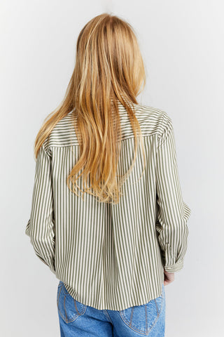 Walker Dress Shirt Olive Stripe