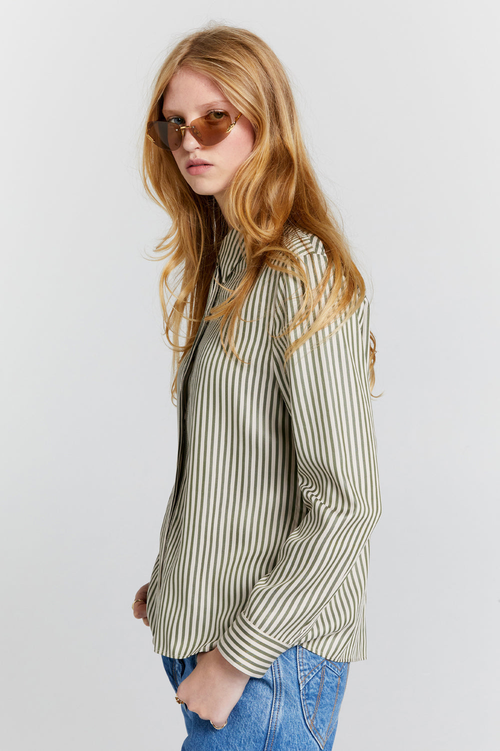 Walker Dress Shirt Olive Stripe