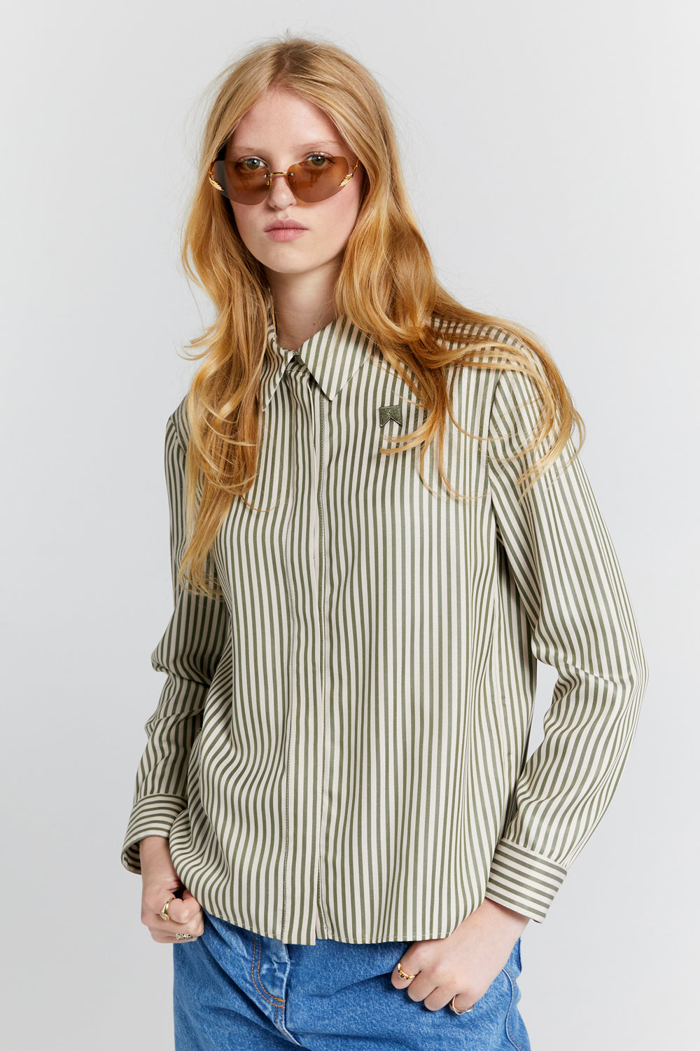 Walker Dress Shirt Olive Stripe