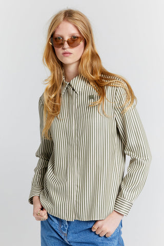 Walker Dress Shirt Olive Stripe
