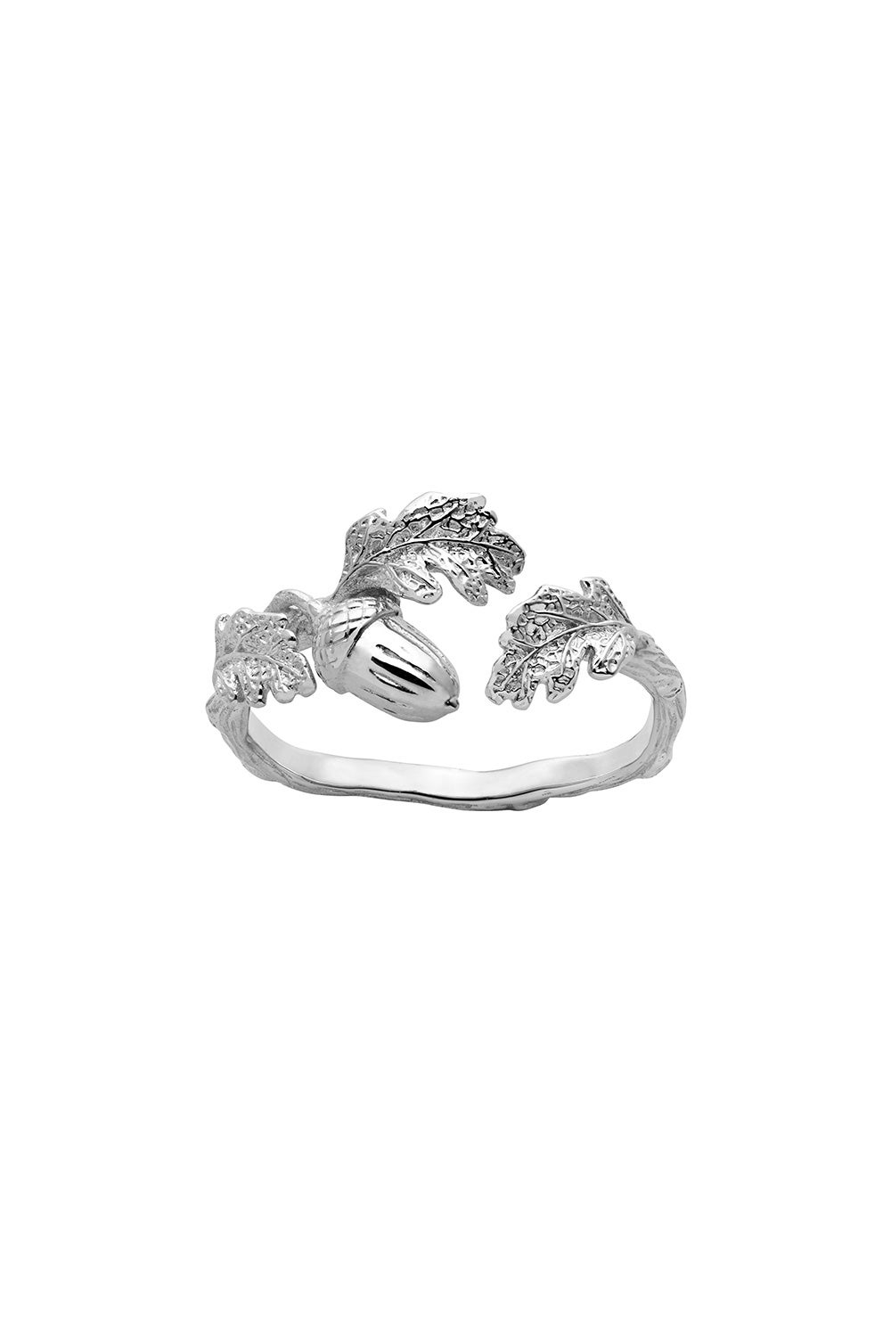 Acorn and Leaf Ring Silver
