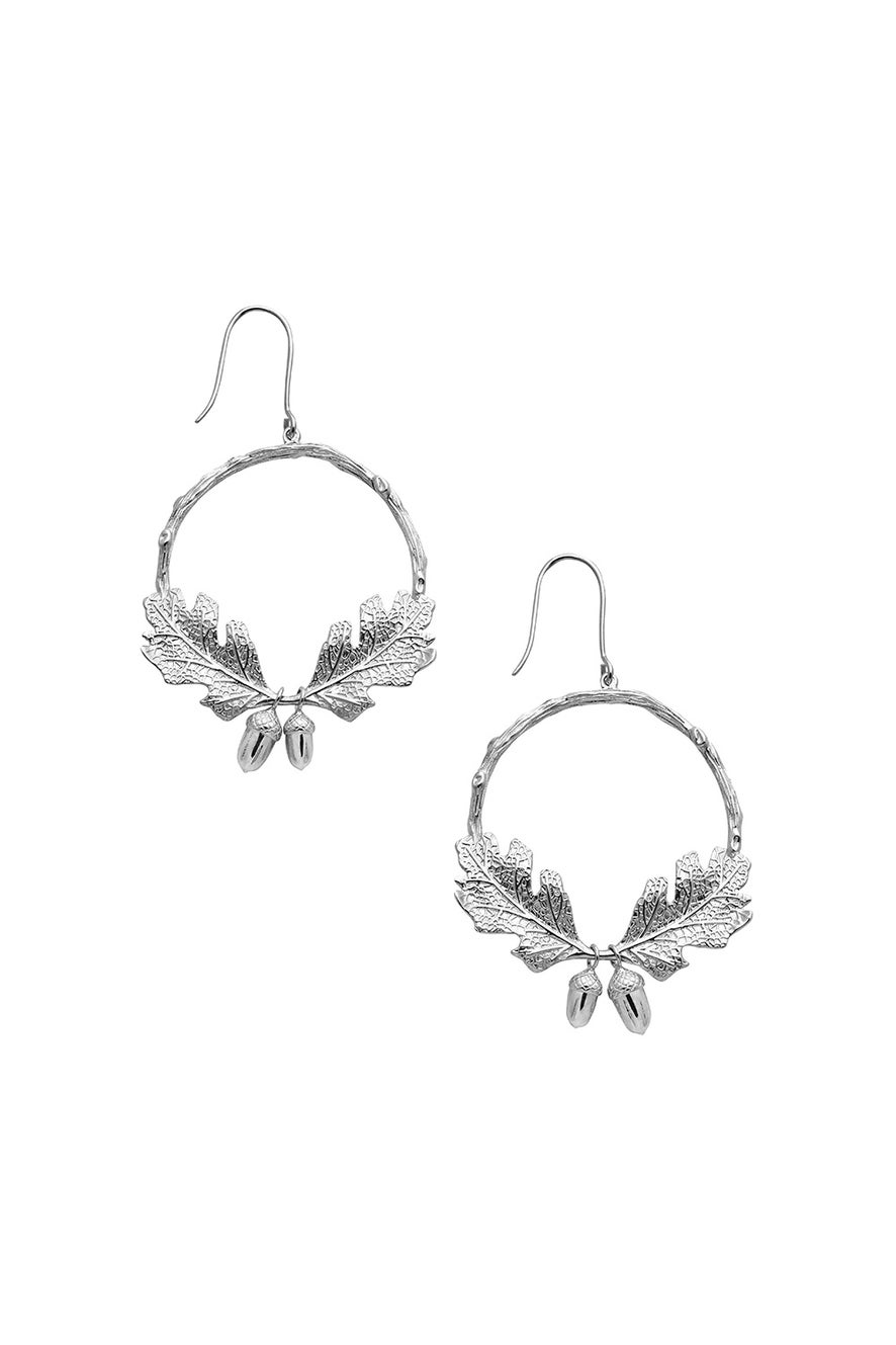 Acorn and Leaf Wreath Earrings Silver